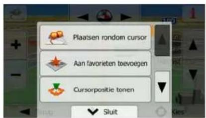 Plaatsen rondom cursor Aan favorieten toevoegen Cursorpositie tonen Sluit