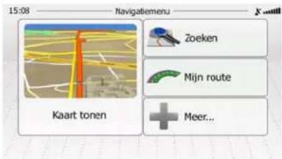 15:08 Navigatiemeru X ...... Kaart tonen Zoeken Mijn route Meer...