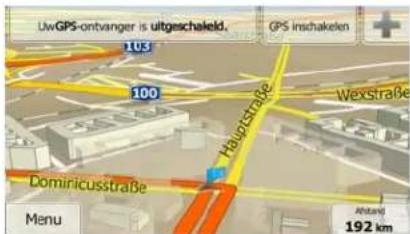 UwGPS-ontvanger is uitgeschakeld. GPS inschakelen 105 100 Wexstraße Hauptstraße Domiricusstraße Menu Abtang 192 km