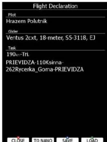 Flight Declaration Pilot Hrazem Polutnik Glider Ventus 2cxt, 18-meter, S5-3118, EJ Task 190km-Tri. PRIEVIDZA-110Ksinna- 262Rycerka_Gorna-PRIEVIDZA CLOSE TO NANO SAVE LOAD