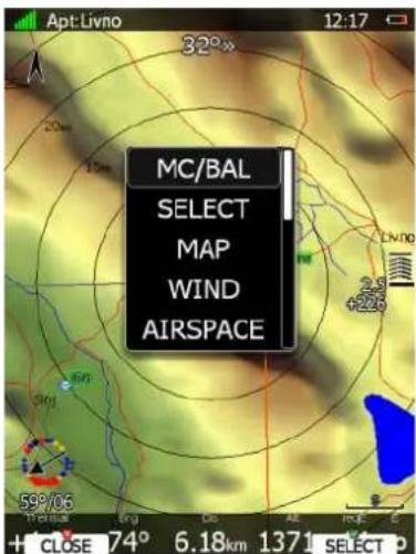 Apt: Livno 32° MC/BAL SELECT MAP WIND AIRSPACE 59°/06 11th inst. 74° 6.18km 1371 SELECT