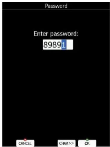 Password Enter password: 89891 CANCEL CHR >> OK