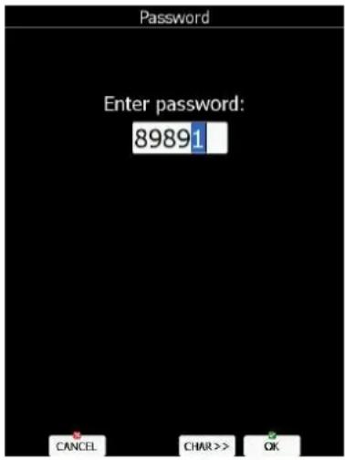 Password Enter password: 89891 CANCEL CHR >> OK