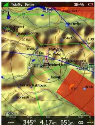 Tsk: Sv. Peter 08:46 16° 100 (mpej) Kunj. Mth Baba: Golica 20.0m Ajora Jeselko 10.0m Platljira Sv. Peter Nava Babji zalo Jamhuk Sorska Ratitovec Forezen 345° 4.17km 651m ∞ Brink