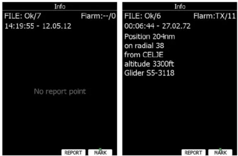 Info FILE: Ok/7 Flarm:--/0 14:19:55 - 12.05.12 No report point REPORT MARK Info FILE: Ok/6 Flarm:TX/11 00:06:44 - 27.02.72 Position 204nm on radial 38 from CELJE altitude 3300ft Glider S5-3118 REPORT MARK