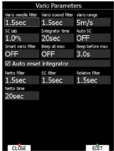 LXNAV LX9070 - Vario Parameters\* - 1