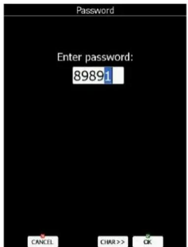 Password Enter password: 89891 CANCEL CHR >> OK