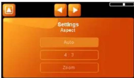 Settings Aspect Auto 4 : 3 Zoom