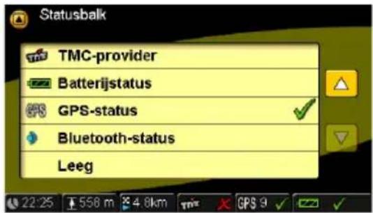 Statusbalk TMC-provider Batterijstatus GPS GPS-status Bluetooth-status Leeg