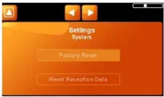 Settings System Factory Reset Reset Reception Data