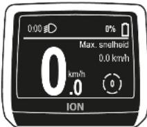 0:00 0% Max. smelheid 0.0 km/h 0 km/h .0 ION