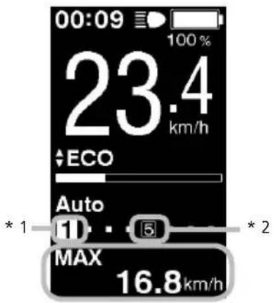 00:09 100 % 23.4 km/h ECO Auto 11 · 5 MAX 16.8 km/h * 1 * 2