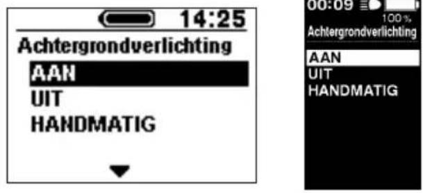 14:25 Achtergrondverlichting AAN UIT HANDMATIG 00:09 100% Achtergrondverlichting AAN UIT HANDMATIG