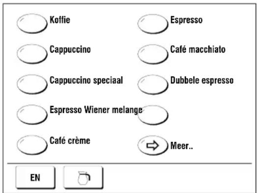Koffie Espresso Cappuccino Café macchiato Cappuccino speciaal Dubbele espresso Espresso Wiener melange Café crème Meer.. EN