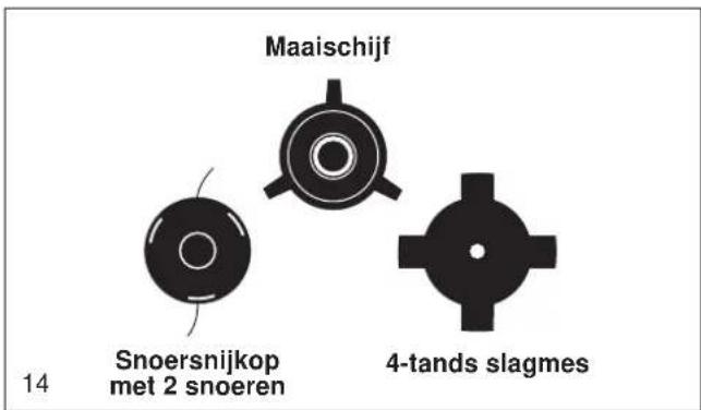 Maaischijf Snoersnijkop met 2 snoeren 4-tands slagmes 14