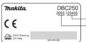 Makita CE 2003 Hanikang Germany DBC250 2003 123456 360.000.000