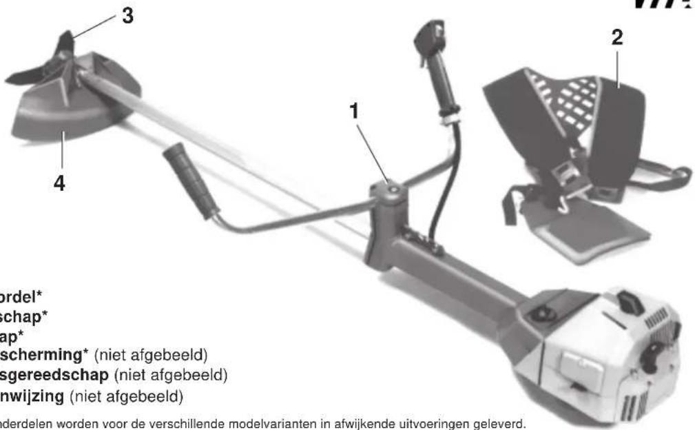 3 4 1 2 Nordel* schap* scherming* (niet afgebeeld) sgereedschap (niet afgebeeld) nwijzing (niet afgebeeld) underdelen worden voor de verschillende modelvarianten in afwijkende uitvoeringen geleverd.