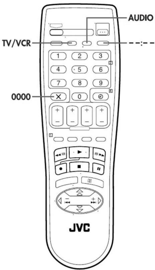 AUDIO TV/VCR 1 2 3 4 5 6 7 8 9 0000 + + + - - - - JVC
