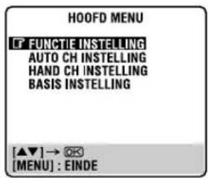 HOOFD MENU ☑ FUNCTIE INSTELLING AUTO CH INSTELLING HAND CH INSTELLING BASIS INSTELLING [▲▼] → Ⓧ [MENU] : EINDE
