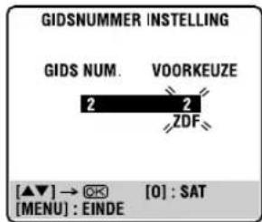 GIDSNUMMER INSTELLING GIDS NUM. VOORKEUZE 2 2 ZDF [▲▼] → OK [0] : $AT [MENU] : EINDE