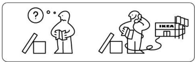 Illustration showing two scenes: one with a person holding books and a question mark, the other with a person reading books and a building labeled 'IKEA'.