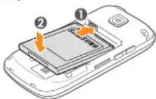 SAMSUNG Galaxy 551 i5510 - De SIM- of USIM-kaart en de batterij plaatsen - 3