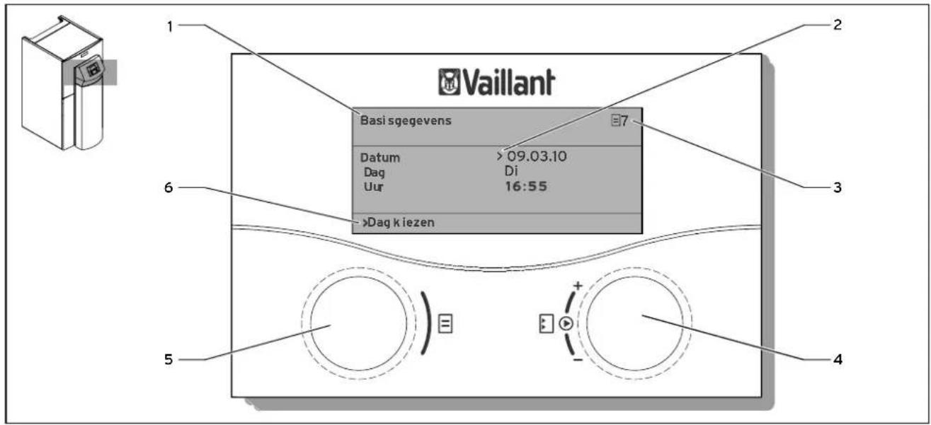 Vaillant Basi sgegevens Datum >09.03.10 Dag Di Uur 16:55 >Dag kiezen 1 2 3 4 5 6