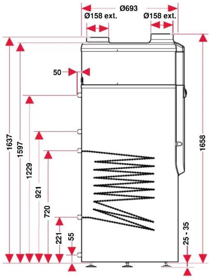 BULEX Magna AQUA - Afmetingen van het apparaat met warmtewisselaar - 1