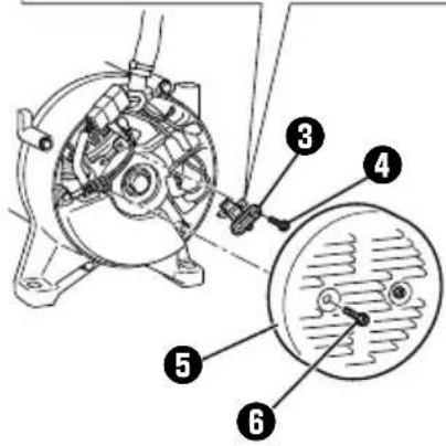Technical diagram of a mechanical assembly with numbered parts labeled 3 through 6