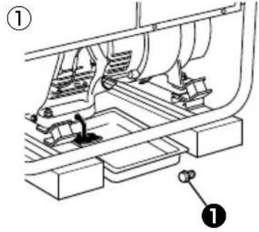 Technical diagram showing mechanical assembly with numbered components and labeled parts