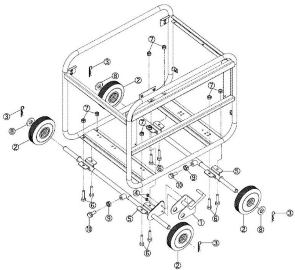 Technical diagram of a vehicle chassis with numbered components for identification and assembly reference.