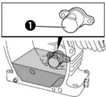 Technical diagram showing mechanical assembly with labeled component 1 and directional arrow