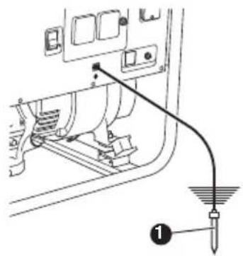 Technical diagram showing a cable or connector inserted into a device with labeled component 1