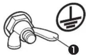 Diagram of a hand tool with a symbol indicating a key or connection point, labeled with the number 1.