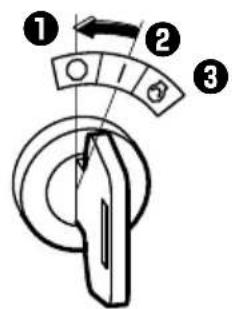 Diagram of a mechanical device with numbered parts and directional arrow indicating motion or movement