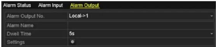 Alarm Status Alarm Input Alarm Output Alarm Output No. Local->1 Alarm Name Dwell Time 5s Settings ©