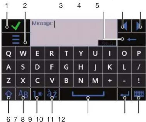 1 2 3 4 5 Message: Q W E R T Y U I O P A S D F G H J K L / Z X C V B N M + - ! AB 1* àž 6 7 8 9 10 11 12