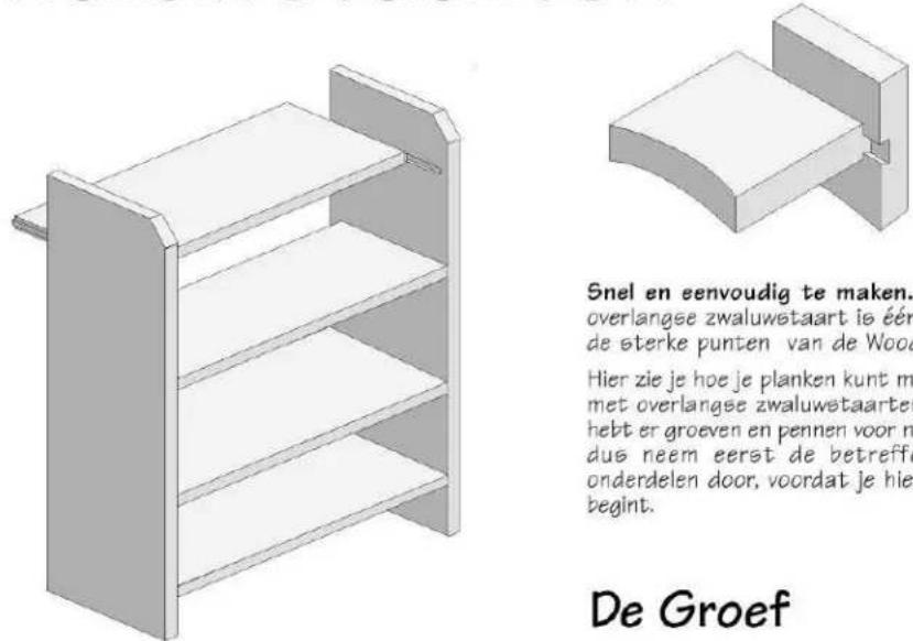 Snel en eenvoudig te maken. overlangse zwaluwstaart is één de sterke punten van de Wood Hier zie je hoe je planken kunt ma met overlangse zwaluwstaartes hebt er groeven en pennen voor ma dus neem eerst de betreffe onderdelen door, voordat je hier begint. De Groef