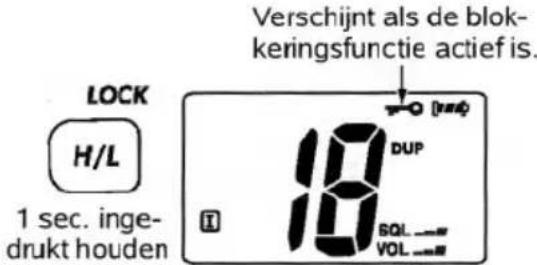 Verschijnt als de blokkeringsfunctie actief is. LOCK H/L 1 sec. ingedrukt houden 18 DUP SOL_ VOL_