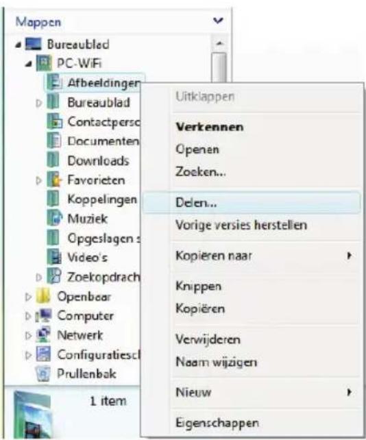 Mappen Bureaubled PC-WiFi Afbeeldingen Bureaublad Contactperso Documenten Downloads Favorieten Koppelingen Muziek Opgeslagen s Video's Zoekopdrach Openbear Computer Netwerk Configuratiescl Prullenbak 1 item Uitklappen Verkennen Openen Zoeken... Delen... Vorige versies herstellen Kopieren naar Knippe…