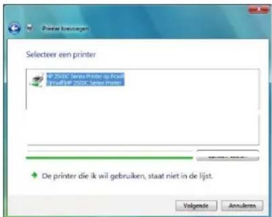 Printer bestegen Selecteer een printer HP 2000C Series Printer op Pcs4 Pcs4/HP 2000C Series Printer De printer die ik wil gebruiken, staat niet in de lijst. Volgende Annulero