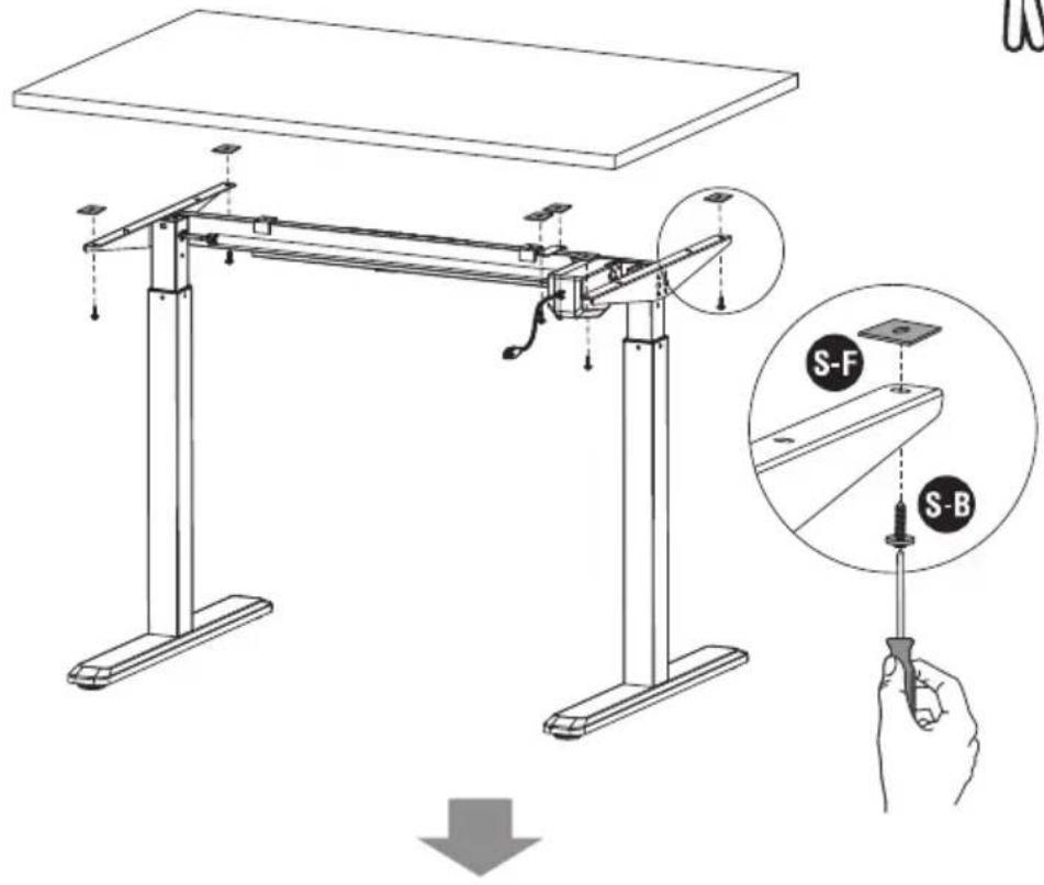 Technical diagram showing a mechanical setup with labeled parts S-F and S-B, including an inset close-up of the tool.