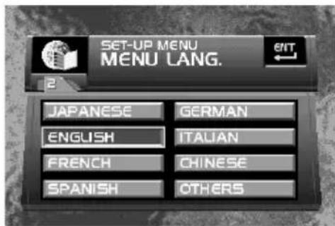 SET-UP MENU MENU LANG. JAPANESE GERMAN ENGLISH ITALIAN FRENCH CHINESE SPANISH OTHERS