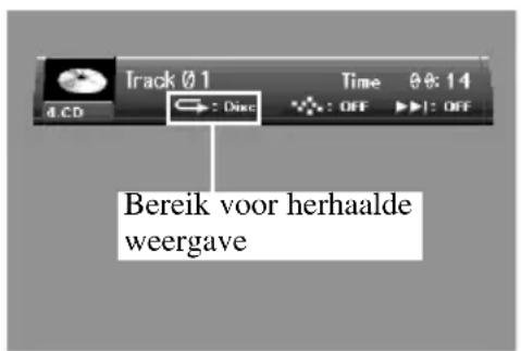 Track Ø 1 4 CD : Disc Time 00:14 : OFF >>1: OFF Bereik voor herhaalde weergave