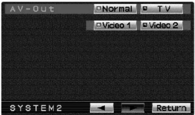 AV-Out Normal TV Video 1 Video 2 SYSTEM2 Return