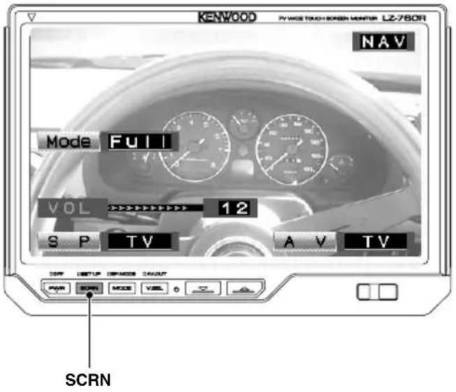 KENWOOD TV WIDE TOUCH SCREEN MONITOR LZ-780R NAV Mode Full VOL 12 S P TV A V TV OFF LISTUP ORDER COM OUT PWR SCRR MODE VAL SCRN