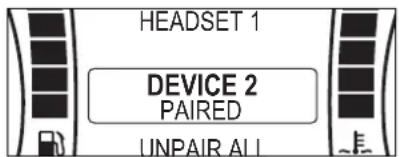 HEADSET 1 DEVICE 2 PAIRED UNPAIR ALI