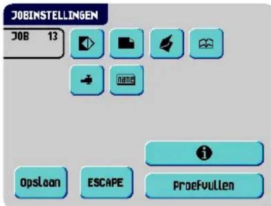 JOBINSTELLINGEN JOB 13 name OpsLaan ESCAPE ProeFvullen