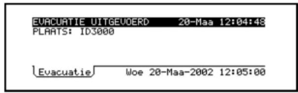 EVACUATIE UITGEVOERD 20-Maa 12:04:48 PLAATS: ID3000 Evacuatie Woe 20-Maa-2002 12:05:00