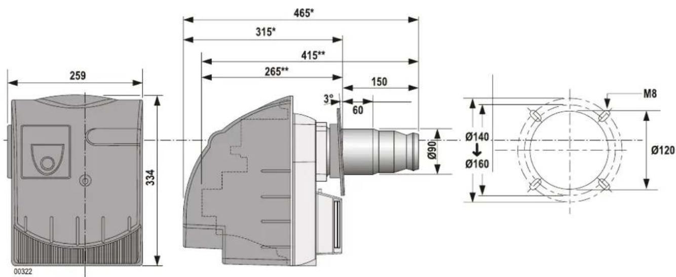 Oertli Elios OES 150 LE - Afmetingen - 1